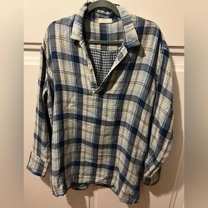 CP Shades blue flannel pullover, L